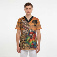 Personalized Drunken Pirate Parrot Scrub Top Tropical Vibe