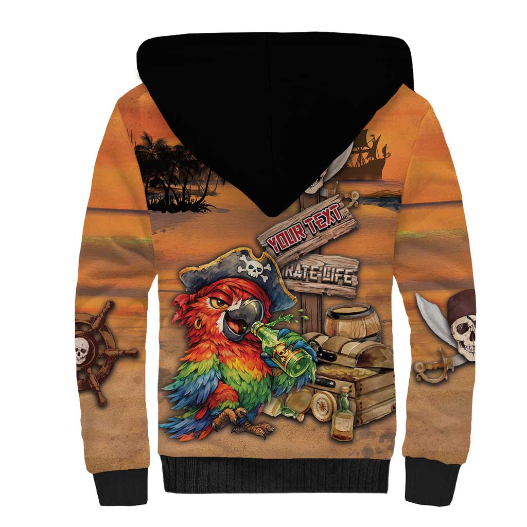 Personalized Drunken Pirate Parrot Sherpa Hoodie Tropical Vibe