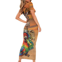 Personalized Drunken Pirate Parrot Short Sleeve Bodycon Dress Tropical Vibe