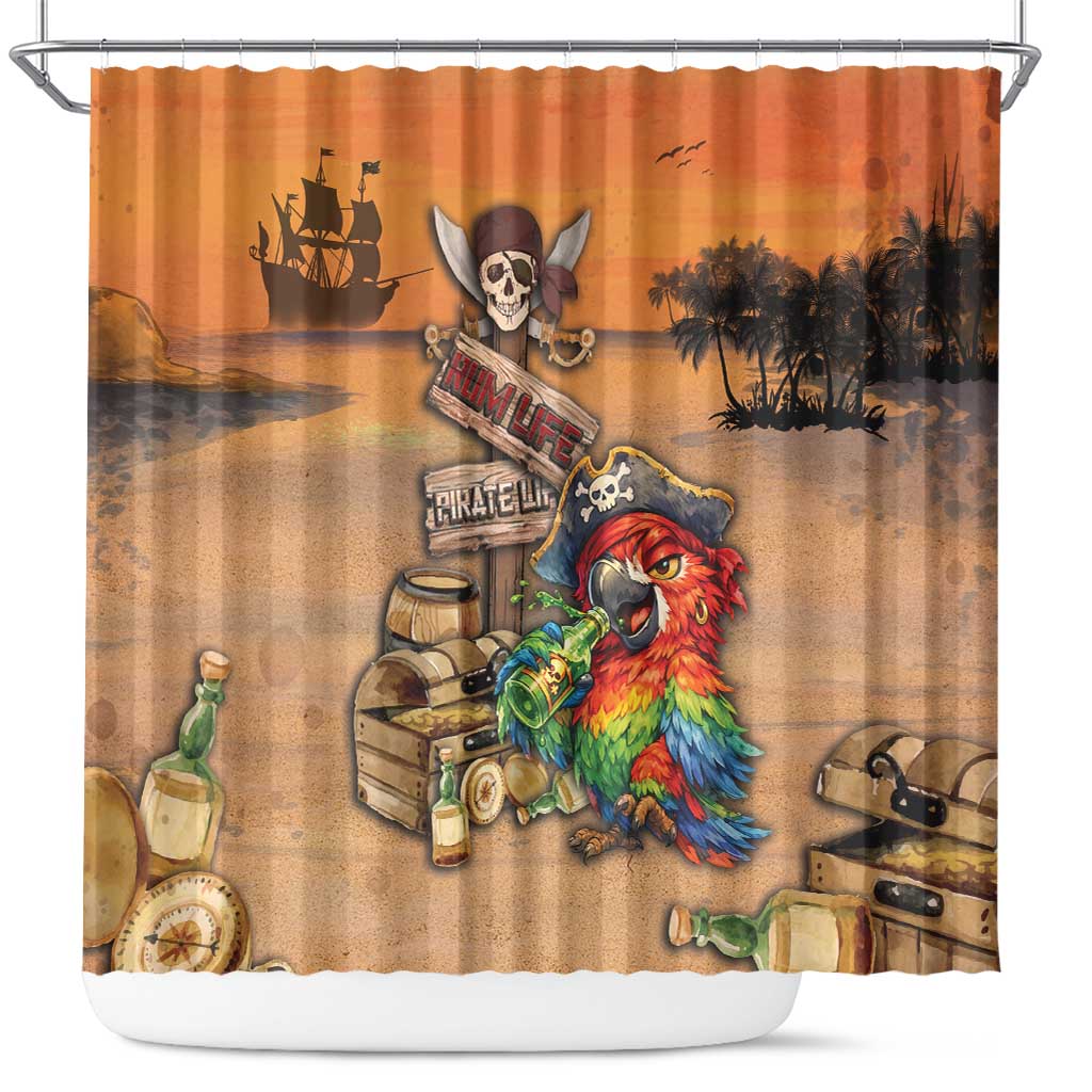 Drunken Pirate Parrot Shower Curtain Tropical Vibe