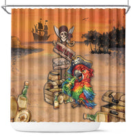 Drunken Pirate Parrot Shower Curtain Tropical Vibe