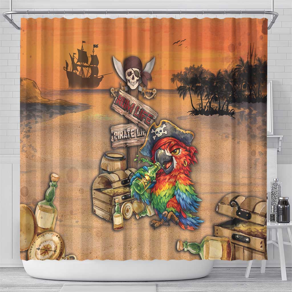 Drunken Pirate Parrot Shower Curtain Tropical Vibe