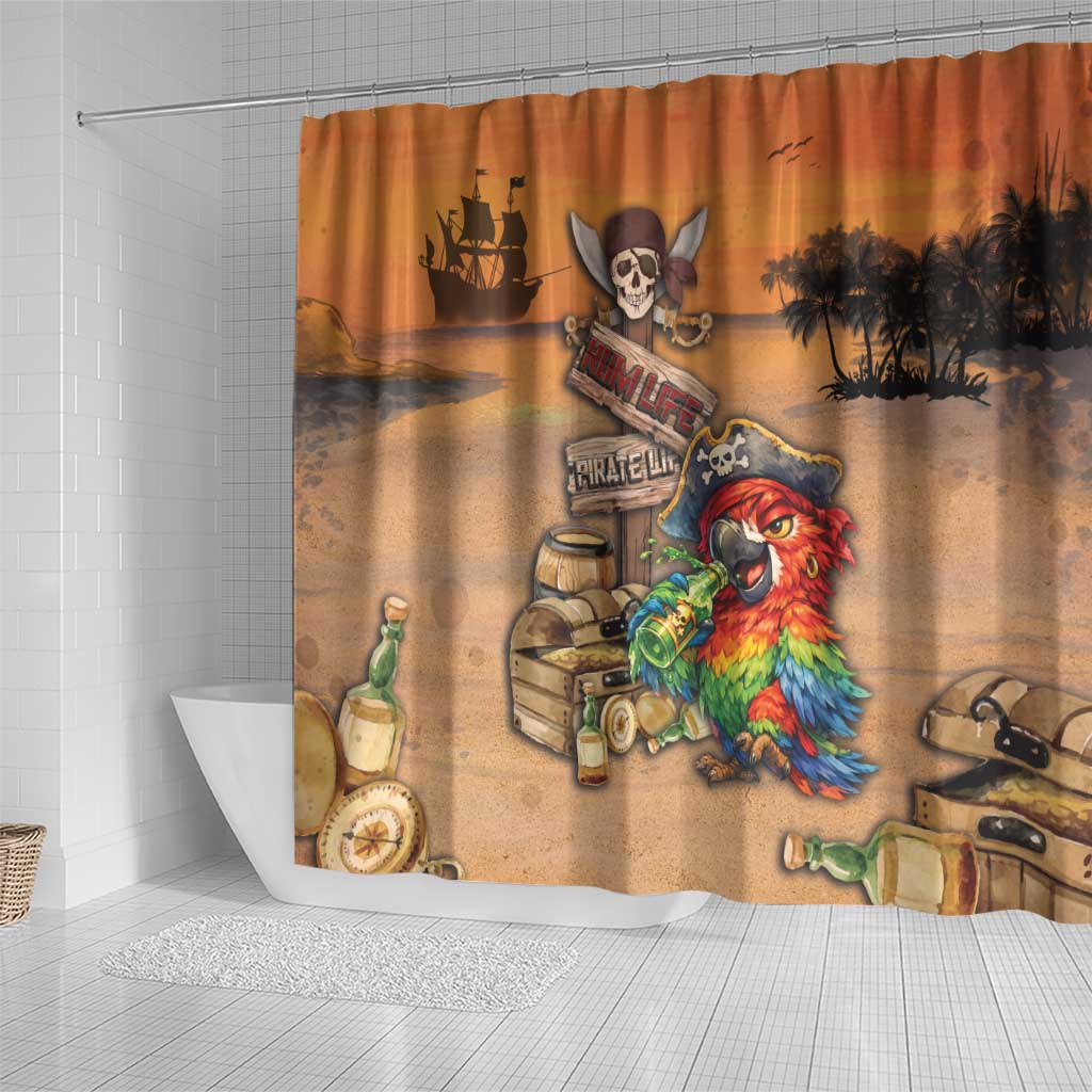 Drunken Pirate Parrot Shower Curtain Tropical Vibe