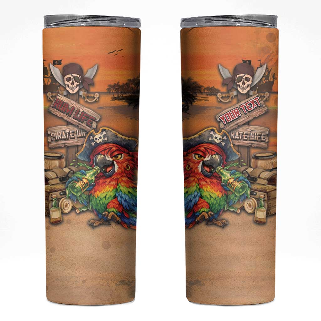 Personalized Drunken Pirate Parrot Skinny Tumbler Tropical Vibe