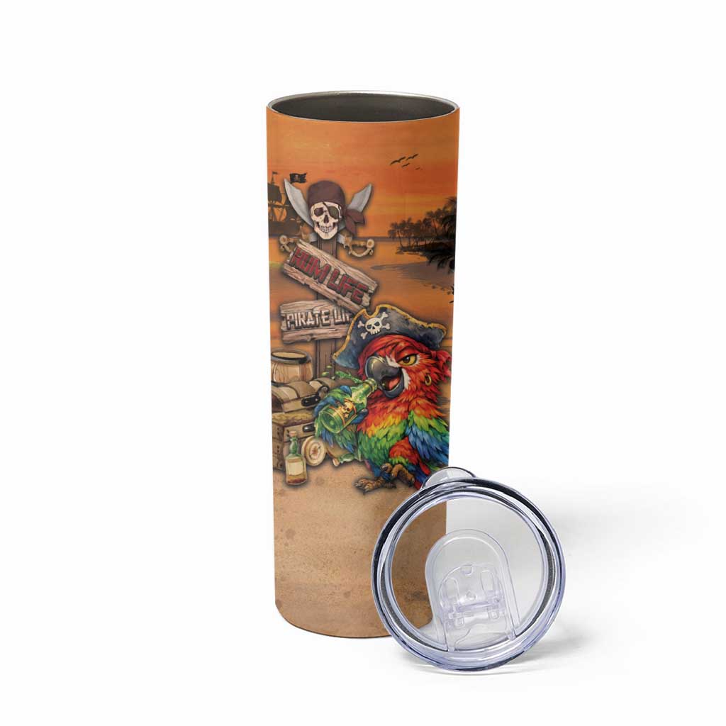 Personalized Drunken Pirate Parrot Skinny Tumbler Tropical Vibe