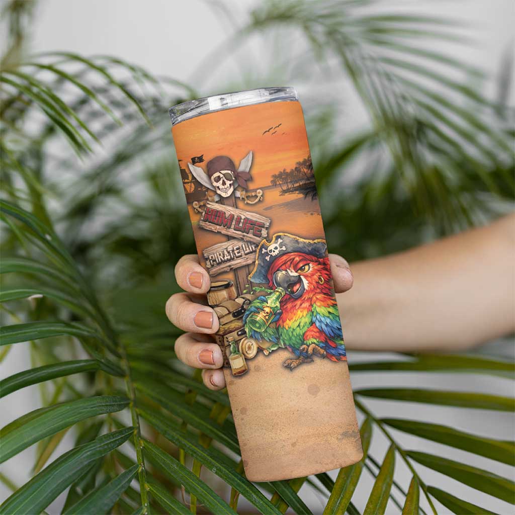 Personalized Drunken Pirate Parrot Skinny Tumbler Tropical Vibe