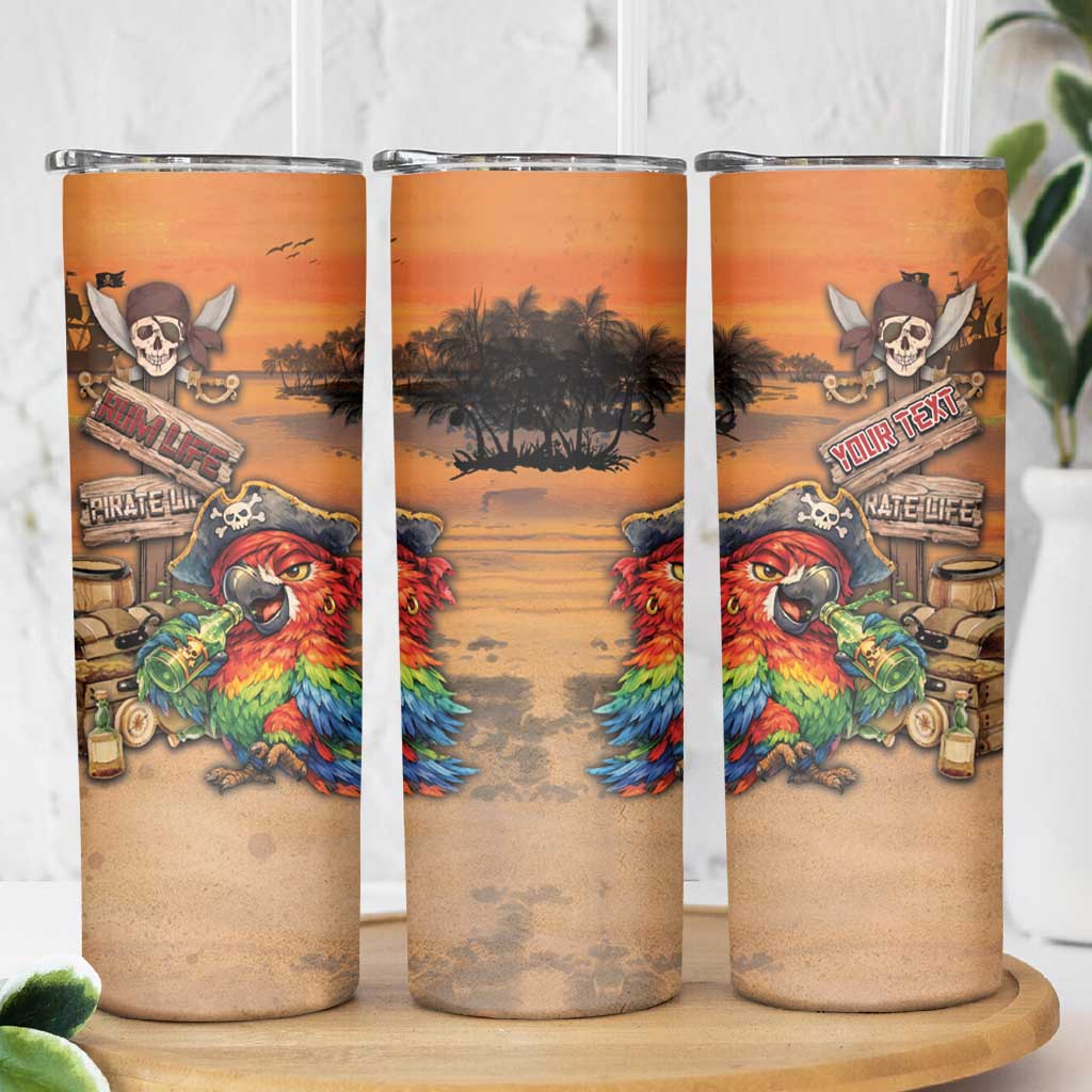 Personalized Drunken Pirate Parrot Skinny Tumbler Tropical Vibe