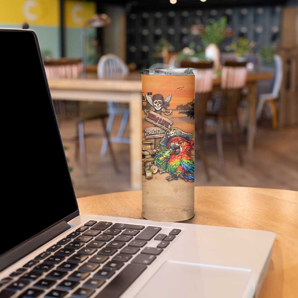 Personalized Drunken Pirate Parrot Skinny Tumbler Tropical Vibe