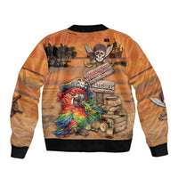Personalized Drunken Pirate Parrot Sleeve Zip Bomber Jacket Tropical Vibe