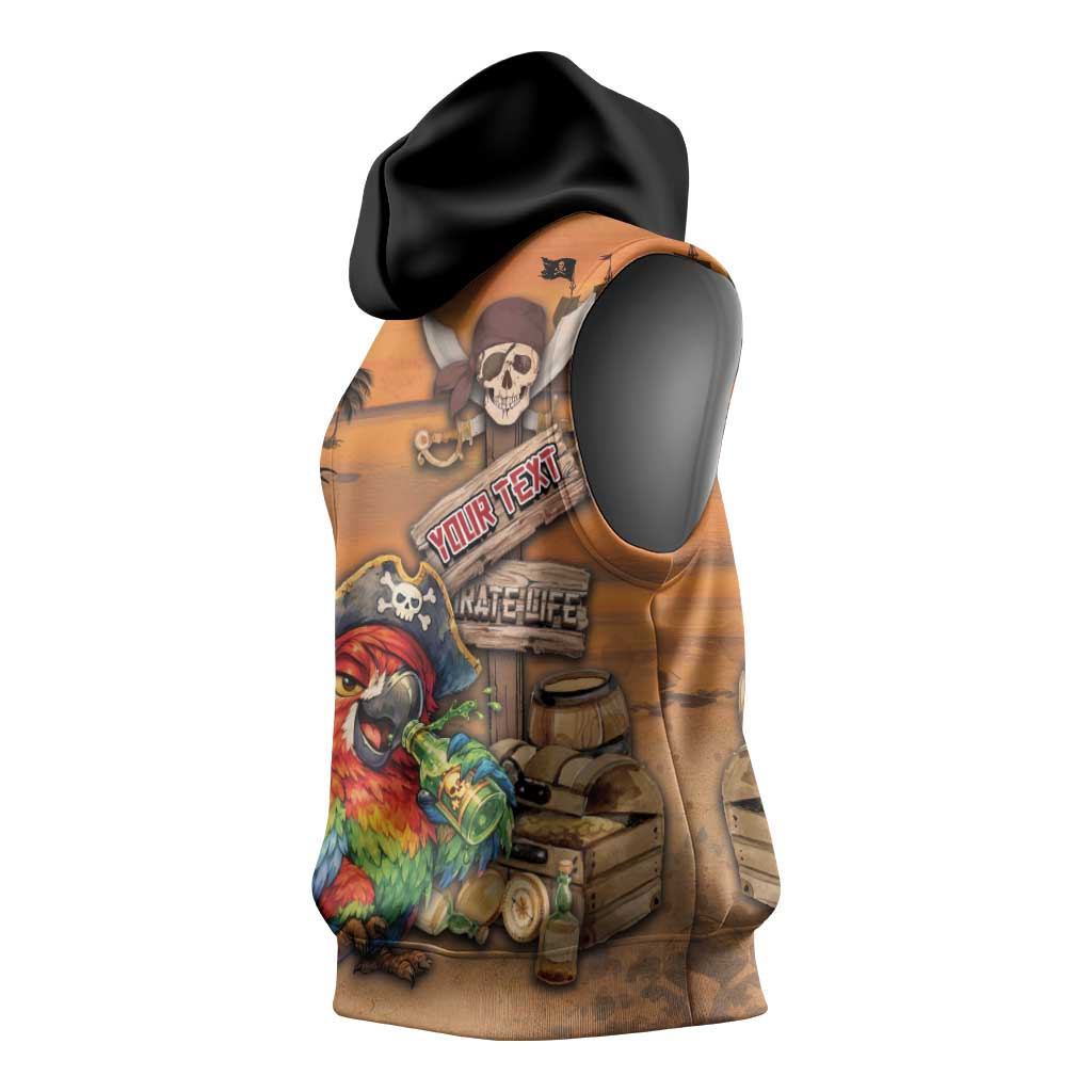 Personalized Drunken Pirate Parrot Sleeveless Hoodie Tropical Vibe