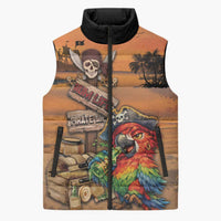 Personalized Drunken Pirate Parrot Sleeveless Puffer Jacket Tropical Vibe