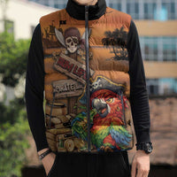 Personalized Drunken Pirate Parrot Sleeveless Puffer Jacket Tropical Vibe