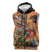 Personalized Drunken Pirate Parrot Sleeveless Zip Hoodie Tropical Vibe