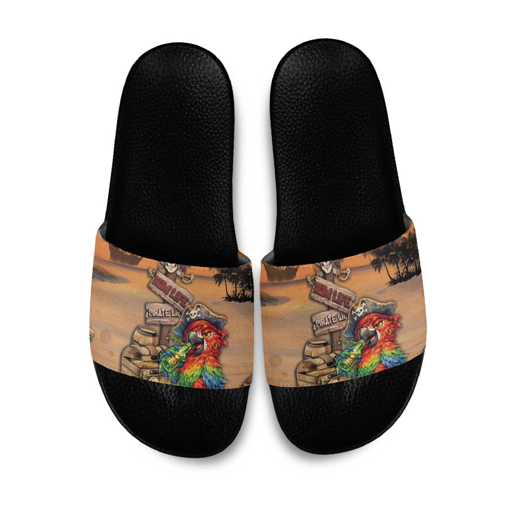 Drunken Pirate Parrot Slide Sandals Tropical Vibe