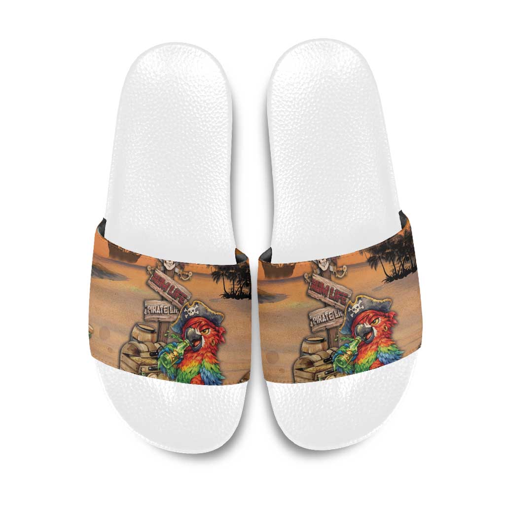 Drunken Pirate Parrot Slide Sandals Tropical Vibe