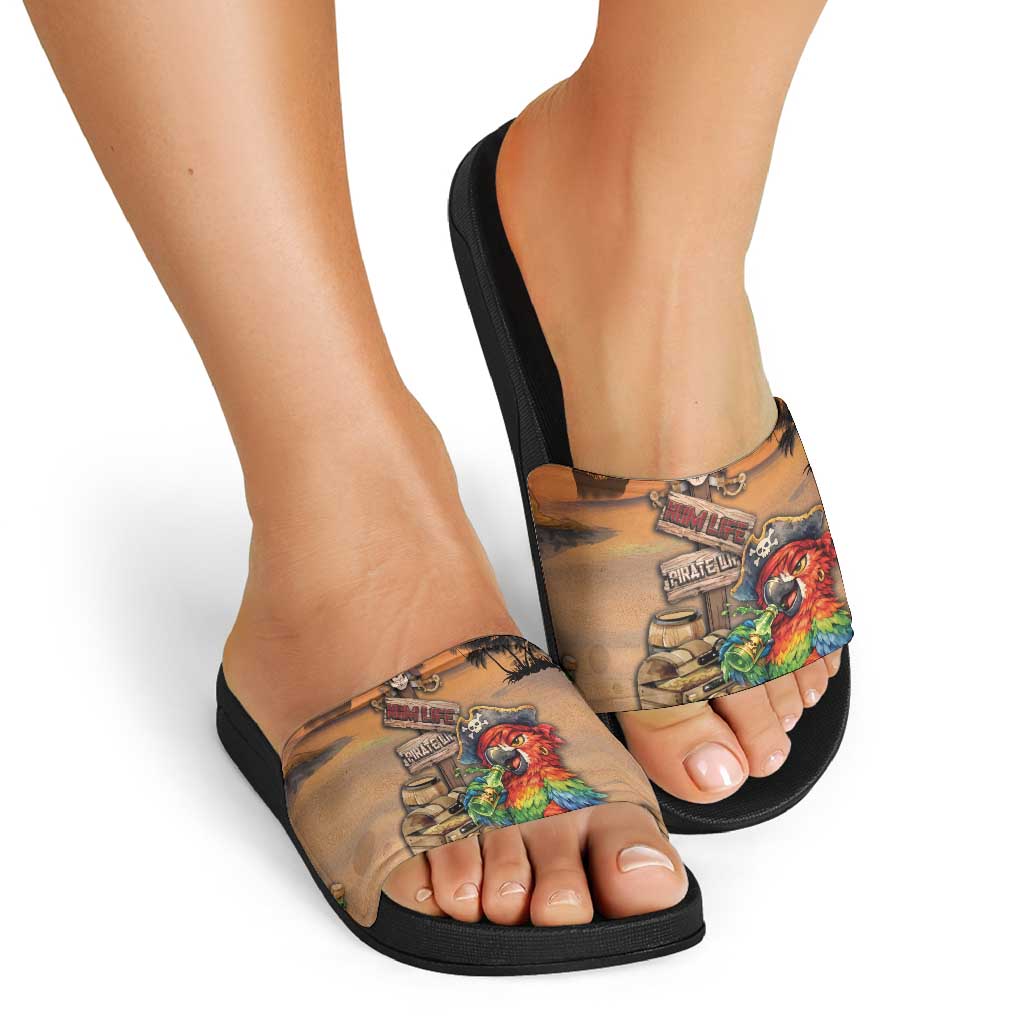 Drunken Pirate Parrot Slide Sandals Tropical Vibe