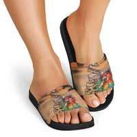 Drunken Pirate Parrot Slide Sandals Tropical Vibe