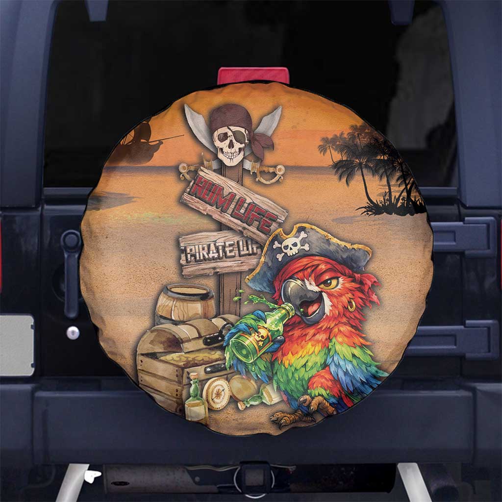 Drunken Pirate Parrot Spare Tire Cover Tropical Vibe