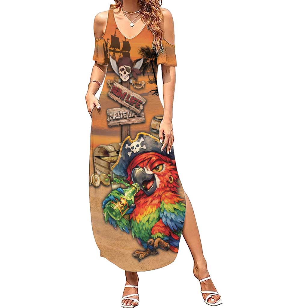 Personalized Drunken Pirate Parrot Summer Maxi Dress Tropical Vibe