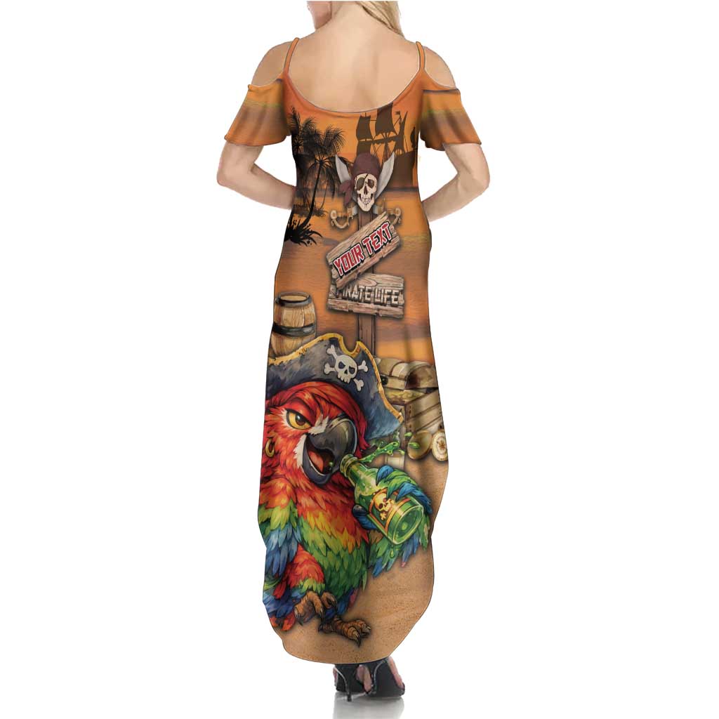 Personalized Drunken Pirate Parrot Summer Maxi Dress Tropical Vibe