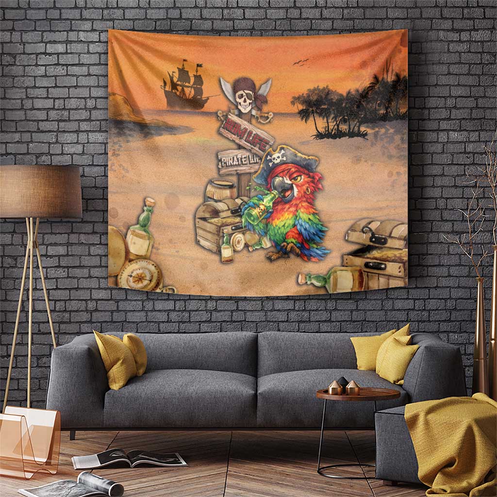 Drunken Pirate Parrot Tapestry Tropical Vibe