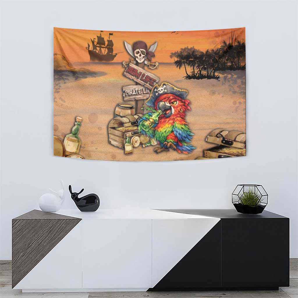 Drunken Pirate Parrot Tapestry Tropical Vibe