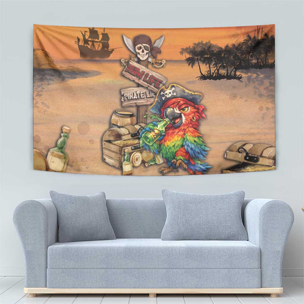 Drunken Pirate Parrot Tapestry Tropical Vibe
