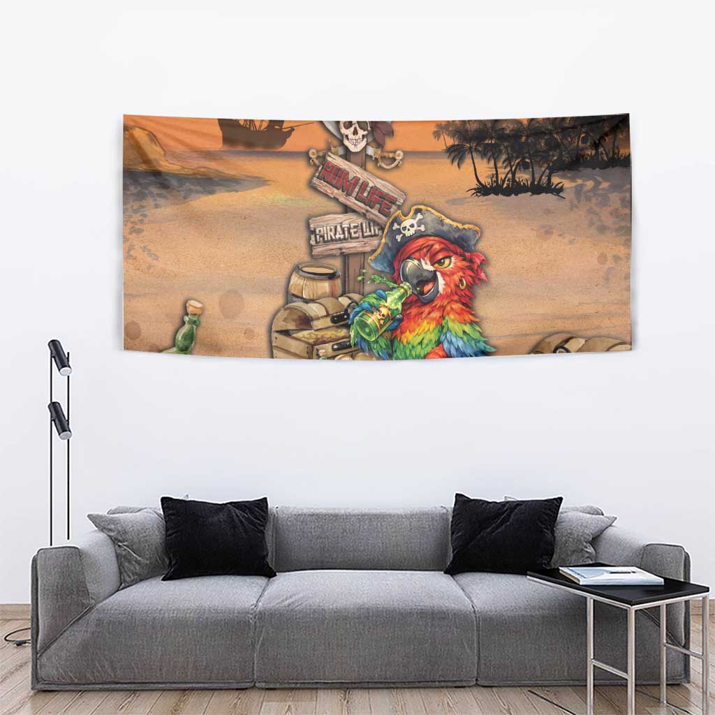 Drunken Pirate Parrot Tapestry Tropical Vibe