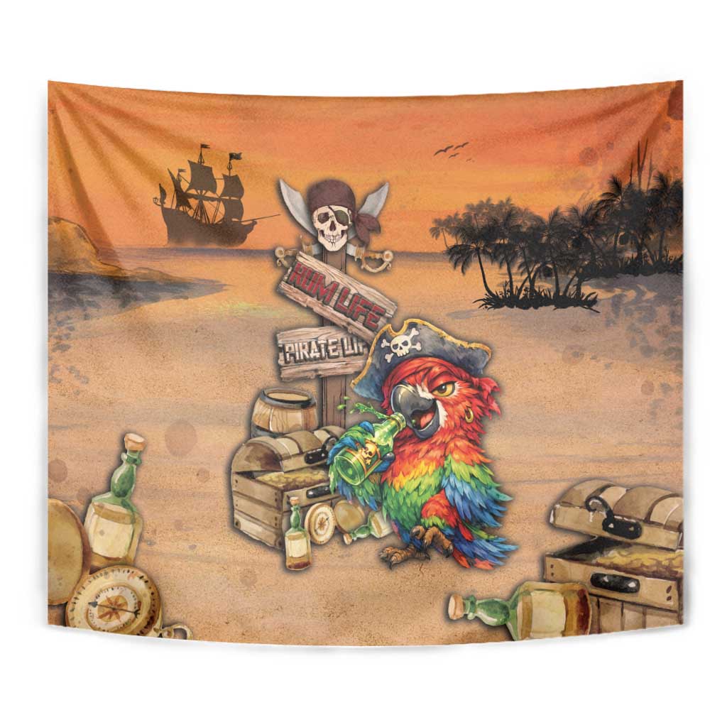 Drunken Pirate Parrot Tapestry Tropical Vibe