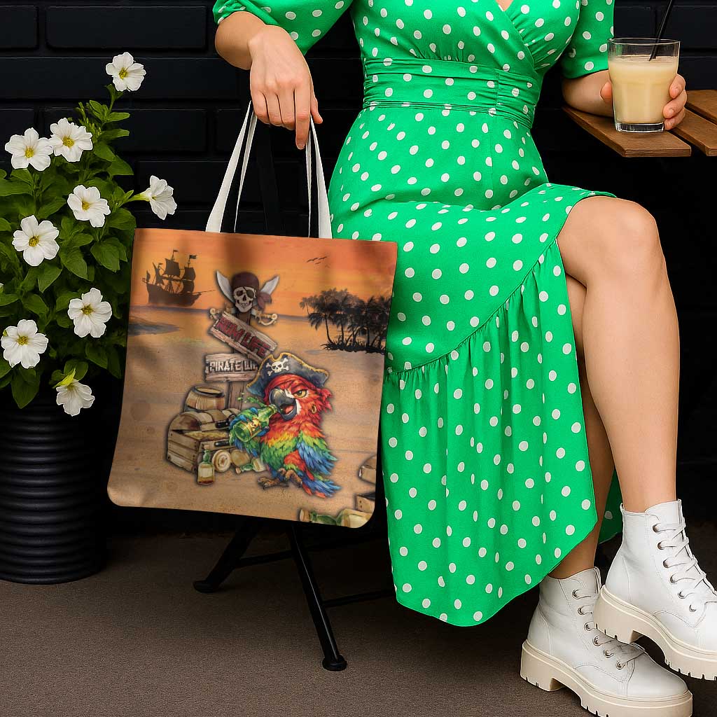 Drunken Pirate Parrot Tote Bag Tropical Vibe