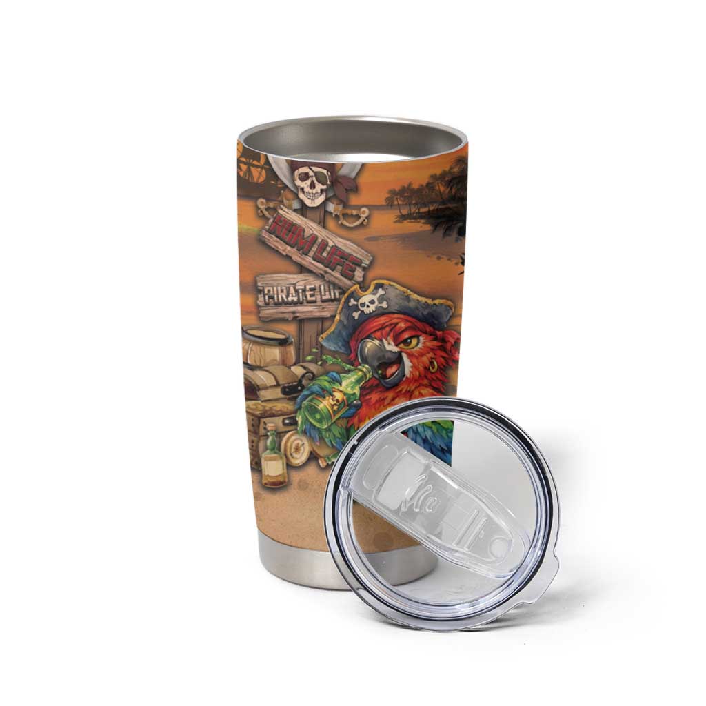 Personalized Drunken Pirate Parrot Tumbler Cup Tropical Vibe