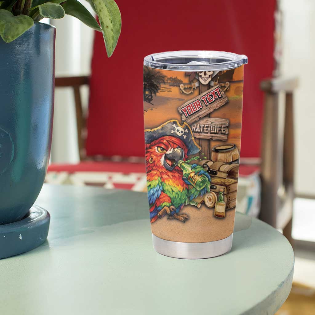 Personalized Drunken Pirate Parrot Tumbler Cup Tropical Vibe