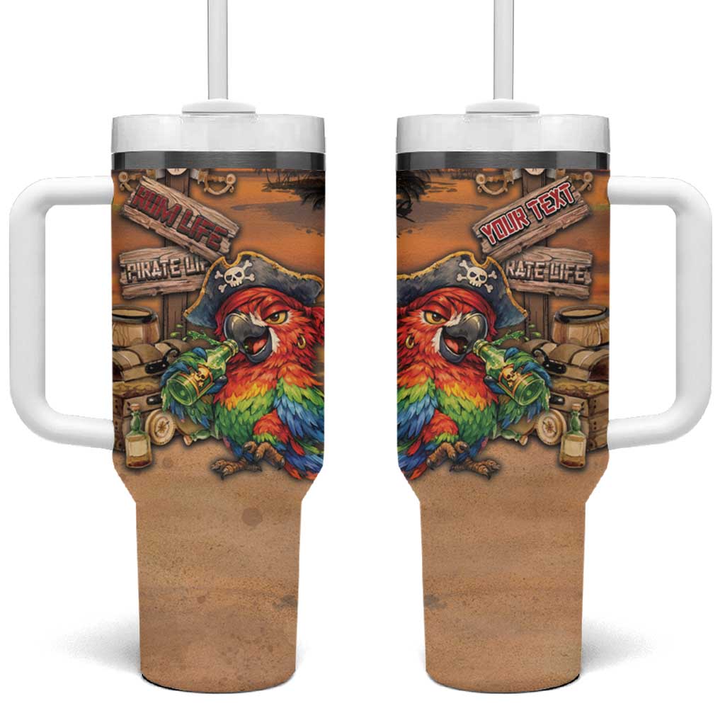 Personalized Drunken Pirate Parrot Tumbler With Handle Tropical Vibe