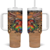 Personalized Drunken Pirate Parrot Tumbler With Handle Tropical Vibe