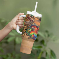 Personalized Drunken Pirate Parrot Tumbler With Handle Tropical Vibe