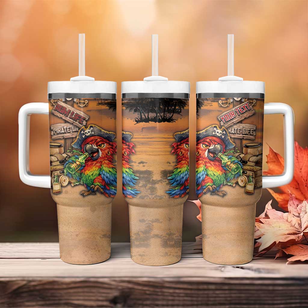 Personalized Drunken Pirate Parrot Tumbler With Handle Tropical Vibe