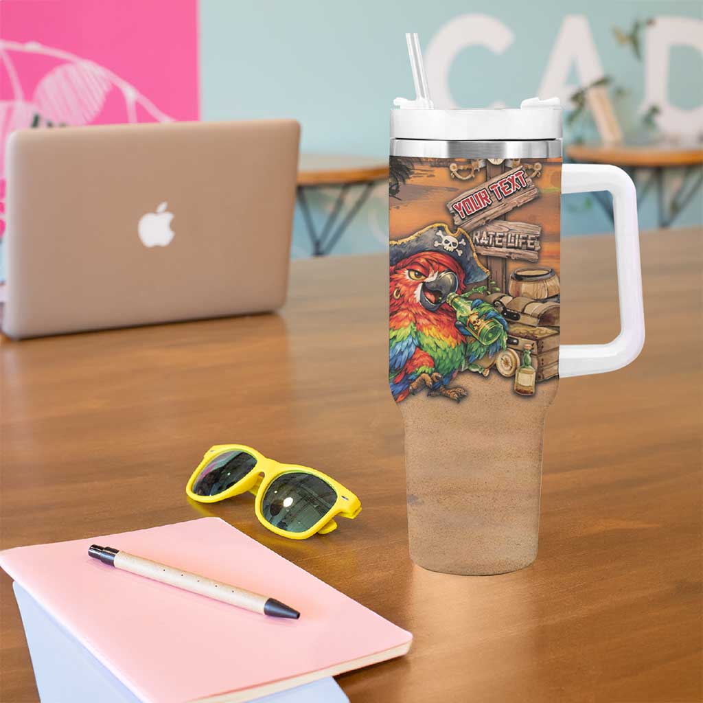 Personalized Drunken Pirate Parrot Tumbler With Handle Tropical Vibe