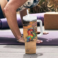 Personalized Drunken Pirate Parrot Tumbler With Handle Tropical Vibe