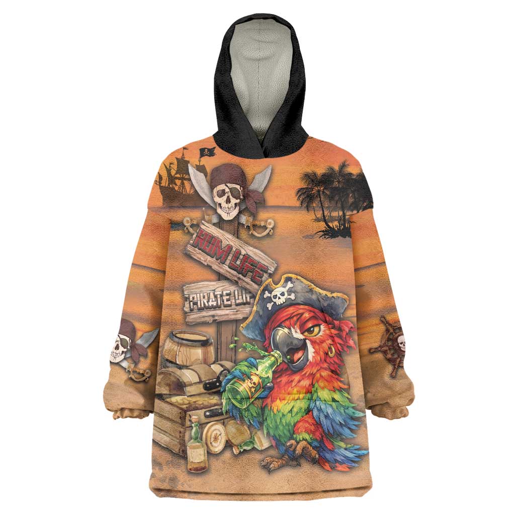 Personalized Drunken Pirate Parrot Wearable Blanket Hoodie Tropical Vibe