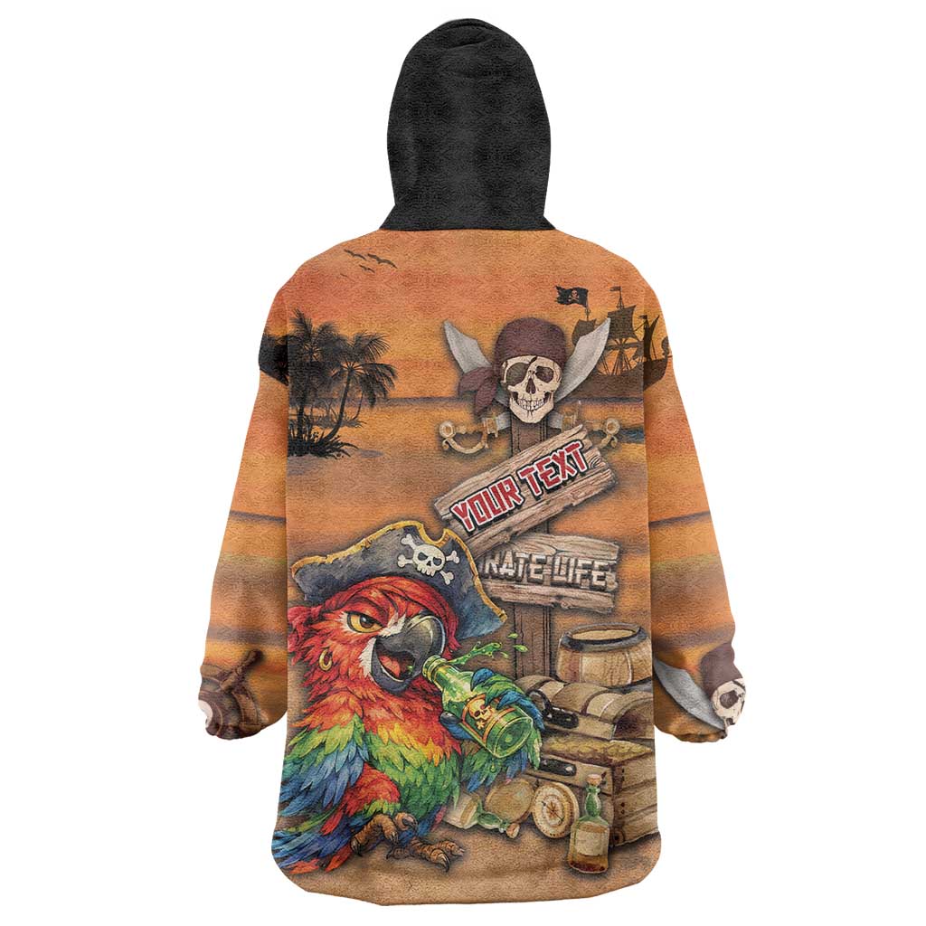 Personalized Drunken Pirate Parrot Wearable Blanket Hoodie Tropical Vibe