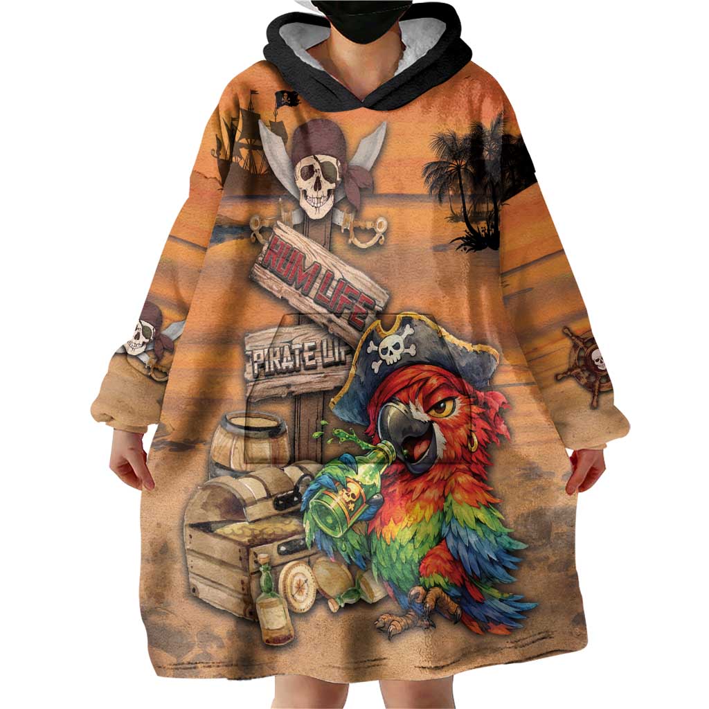Personalized Drunken Pirate Parrot Wearable Blanket Hoodie Tropical Vibe