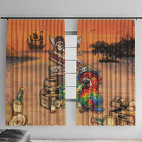 Drunken Pirate Parrot Window Curtain Tropical Vibe