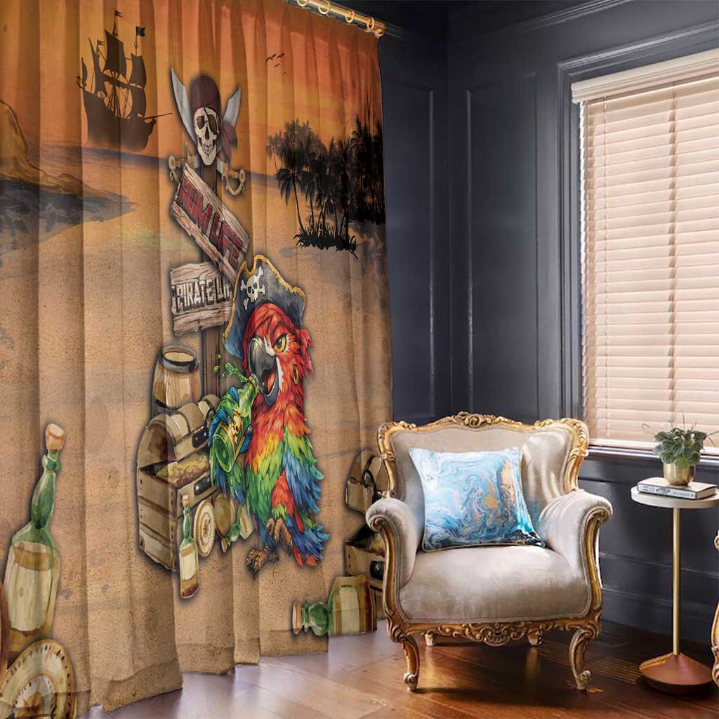 Drunken Pirate Parrot Window Curtain Tropical Vibe