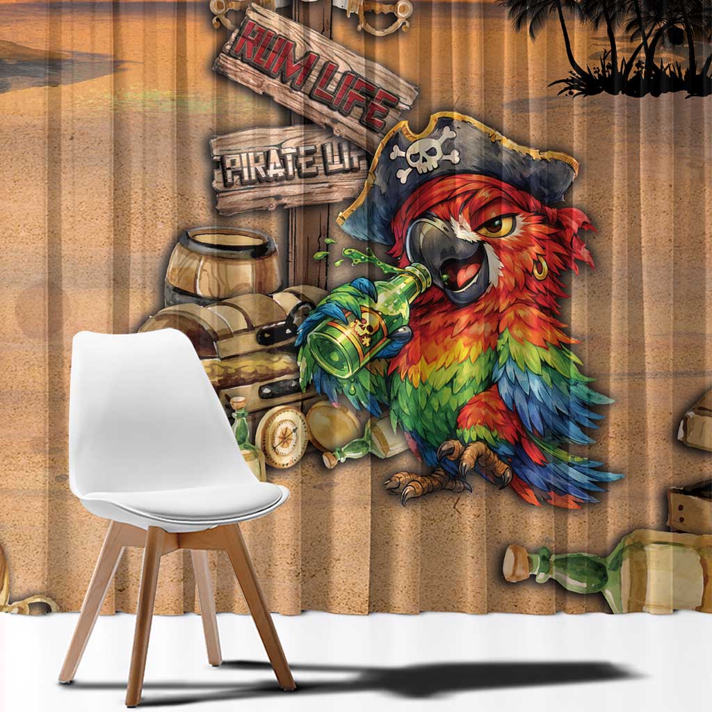 Drunken Pirate Parrot Window Curtain Tropical Vibe