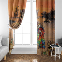 Drunken Pirate Parrot Window Curtain Tropical Vibe