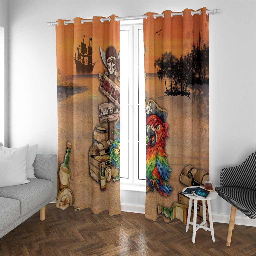 Drunken Pirate Parrot Window Curtain Tropical Vibe