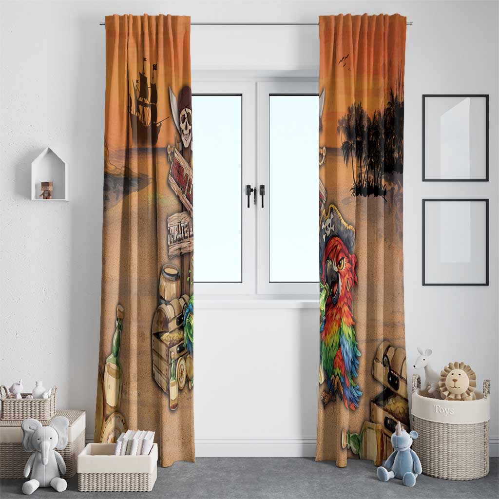 Drunken Pirate Parrot Window Curtain Tropical Vibe