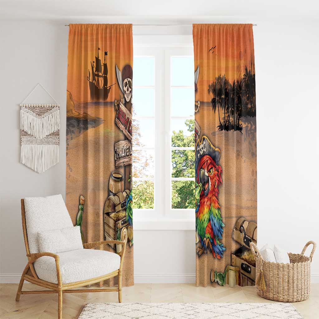 Drunken Pirate Parrot Window Curtain Tropical Vibe