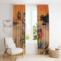 Drunken Pirate Parrot Window Curtain Tropical Vibe
