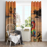 Drunken Pirate Parrot Window Curtain Tropical Vibe